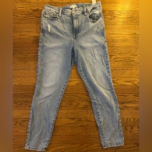 Good American Good Waist Skinny Crop Distressed Jeans